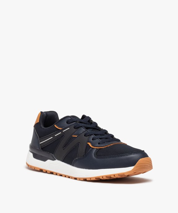 Baskets homme multicolores et multi-matières à lacets vue3 - GEMO (CASUAL) - GEMO
