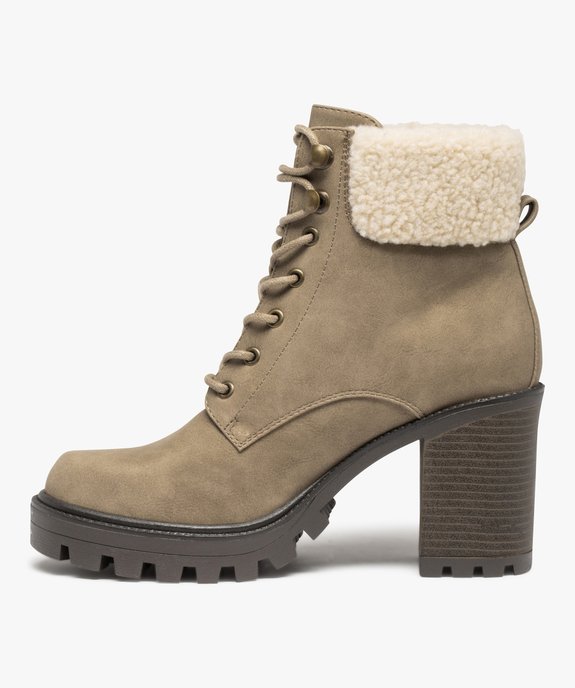 Boots femme style montagne à talon large et col sherpa vue4 - GEMO(URBAIN) - GEMO