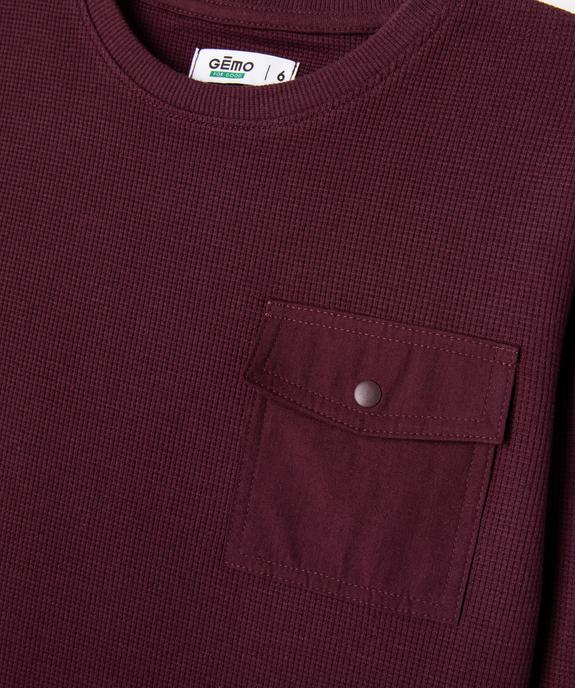 Tee-shirt manches longues en maille nid d’abeille garçon - GEMO 4G GARCON Tee-shirt manches longues en maille nid d’abeille garçon vue2 - GEMO 4G GARCON - GEMO