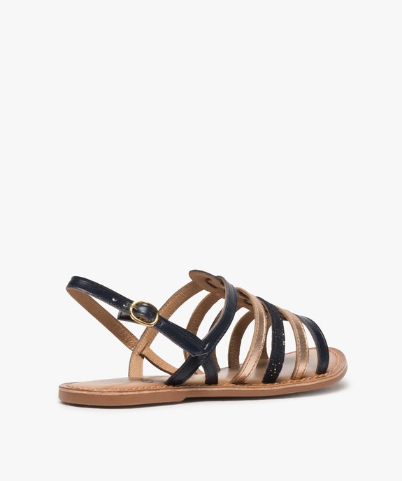 Sandales femme à talon plat et brides multiples en cuir vue4 - GEMO (CASUAL) - GEMO