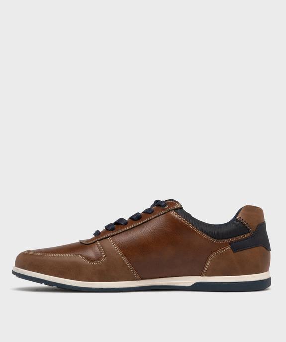 Baskets basses surpiquées à lacets, zip et fine semelle homme - Urban Steps vue3 - URBAN STEPS - GEMO