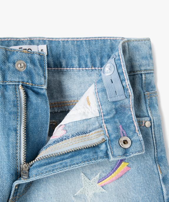 Short en jean fille avec broderies fantaisie vue2 - GEMO (ENFANT) - GEMO