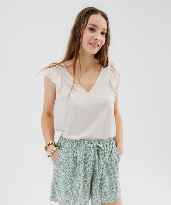 Tee-shirt sans manches pailleté et volanté femme vue1 - GEMO(FEMME PAP) - GEMO