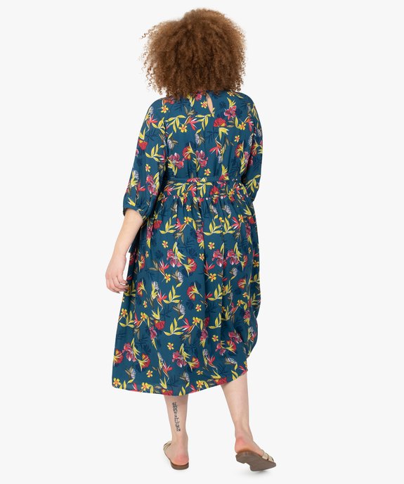 Robe femme grande taille imprimée avec buste froncé vue3 - GEMO (G TAILLE) - GEMO