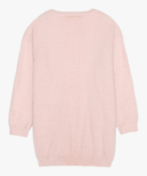 Gilet fille long porté ouvert en maille duveteuse vue2 - GEMO (ENFANT) - GEMO
