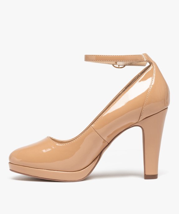Escarpins femme vernis à fine bride cheville vue3 - GEMO(URBAIN) - GEMO