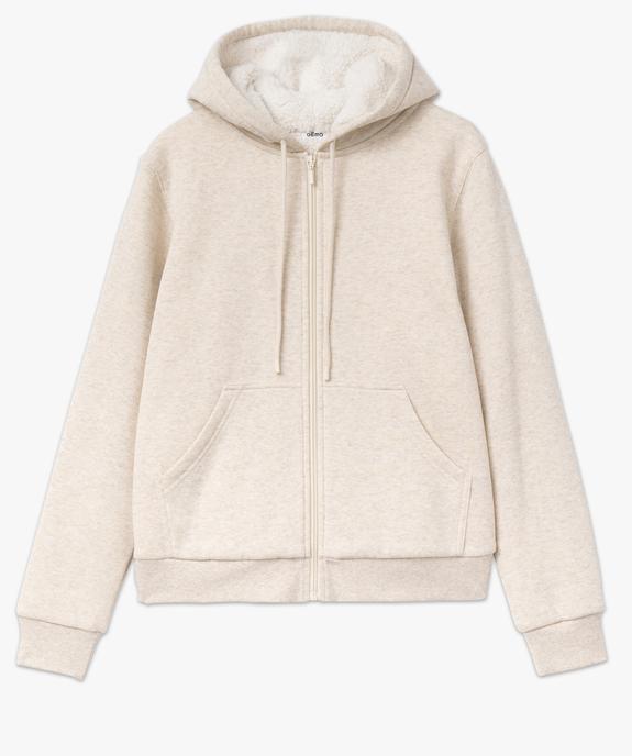 Sweat zippé à capuche doublure sherpa femme vue4 - GEMO(FEMME PAP) - GEMO