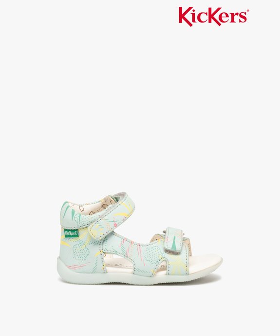 Sandales bébé fille en cuir à motifs avec brides à scratch - Kickers vue1 - KICKERS - GEMO