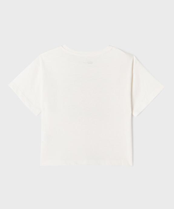 Tee-shirt manches courtes en jersey de coton à motif fille vue4 - GEMO 4G FILLE - GEMO