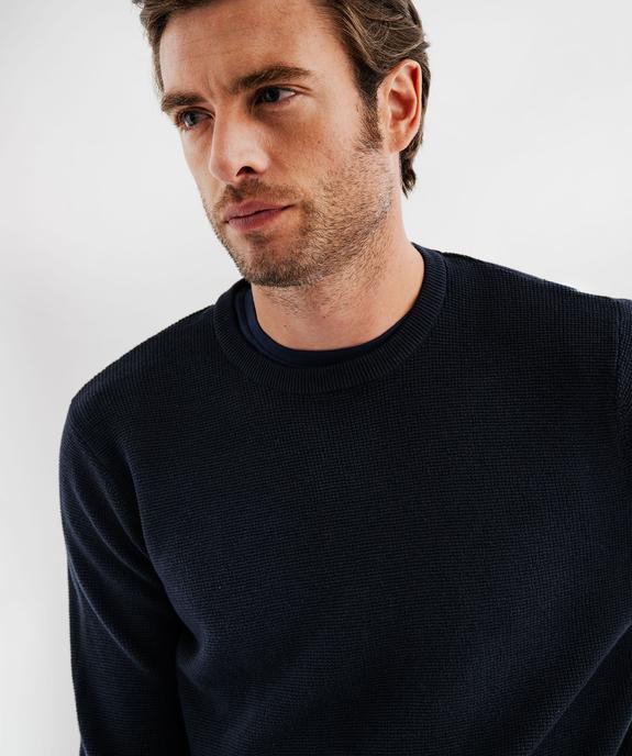 Pull col rond en coton uni homme vue2 - GEMO (HOMME) - GEMO