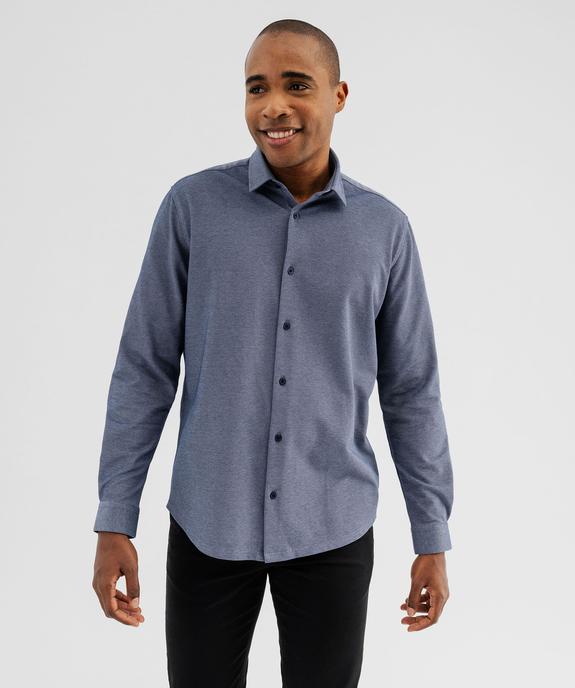 Chemise manches longues en maille piquée souple homme vue1 - GEMO (HOMME) - GEMO