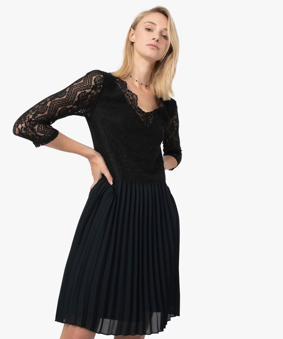 Robe femme avec haut en dentelle et bas plissé vue1 - GEMO(FEMME PAP) - GEMO