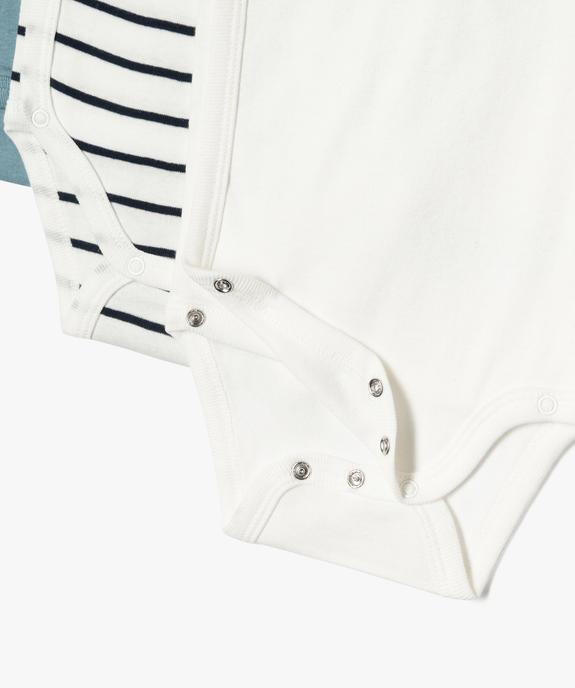 Body manches courtes et fermeture croisée devant bébé garçon (lot de 3) vue2 - GEMO 4G BEBE - GEMO