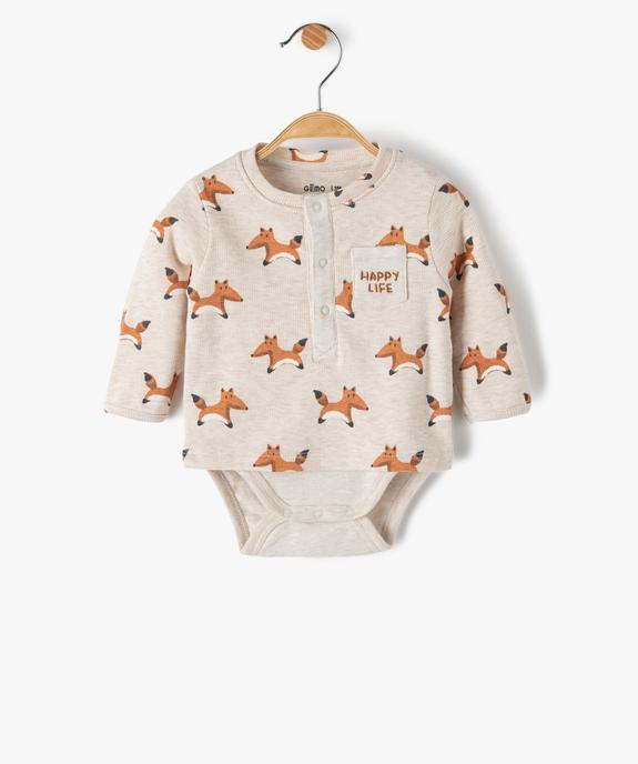 Body bébé à manches longues effet tee-shirt vue1 - GEMO(BB COUCHE) - GEMO