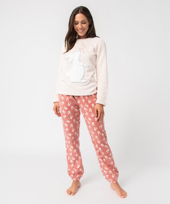 Pyjama chaud en maille peluche douillette femme vue2 - GEMO(HOMWR FEM) - GEMO