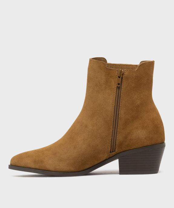 Boots dessus cuir velours avec élastique latéral esprit Santiag femme - Tanéo - TANEO Boots dessus cuir velours avec élastique latéral esprit Santiag femme - Tanéo vue3 - TANEO - GEMO
