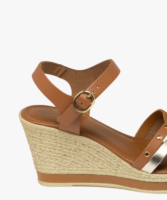 Sandales à brides en cuir sur semelle compensée femme - Tanéo vue6 - TANEO - GEMO