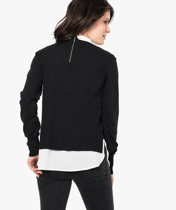 Pull uni avec col et bas de chemise vue3 - GEMO(FEMME PAP) - GEMO