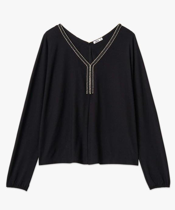 Tee-shirt femme à manches longues et encolure fantaisie vue4 - GEMO(FEMME PAP) - GEMO