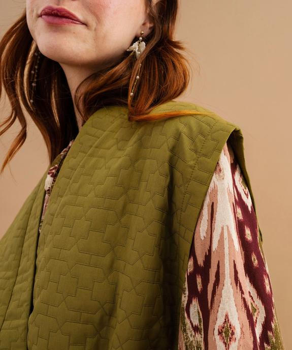 Veste kimono courte sans manches en jacquard femme vue2 - GEMO(FEMME PAP) - GEMO