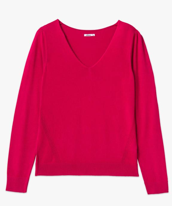 Pull femme en maille fine à col V vue4 - GEMO 4G FEMME - GEMO