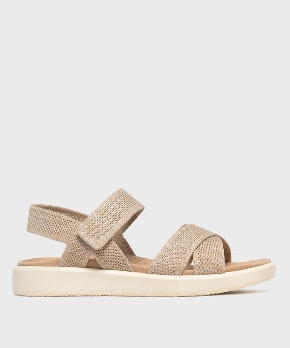 Sandales à larges brides textile et scratch femme vue1 - HOBIZ - GEMO