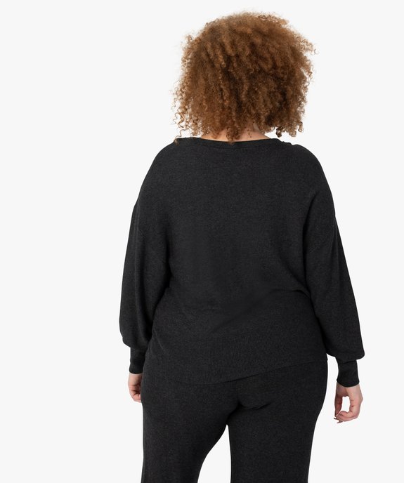 Pull femme grande taille avec col rond ajustable par cordon vue3 - GEMO (G TAILLE) - GEMO
