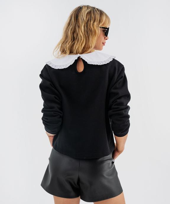 Sweat court à grand col Claudine volanté femme vue3 - GEMO(FEMME PAP) - GEMO