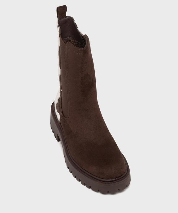 Boots Chelsea h hautes à semelle crantée femme vue5 - SANS MARQUE - GEMO