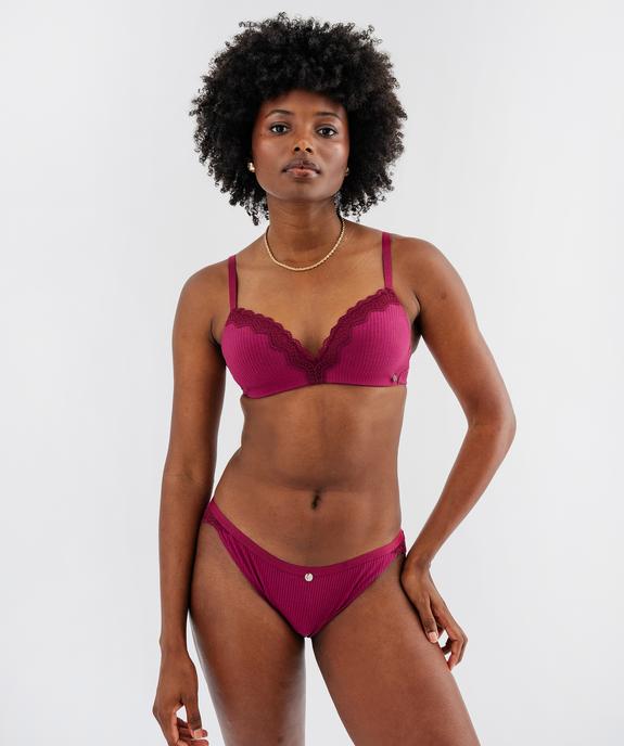 Culotte en maille côtelée avec dentelle femme - LuluCastagnette vue4 - LULUCASTAGNETTE - GEMO