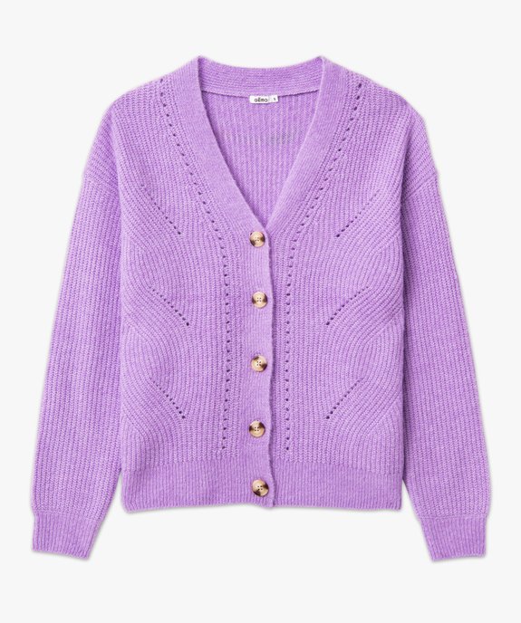 Gilet col V en maille ajourée femme vue4 - GEMO(FEMME PAP) - GEMO