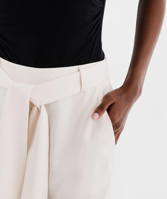 Pantalon de soirée large en satin avec ceinture femme vue2 - GEMO(FEMME PAP) - GEMO