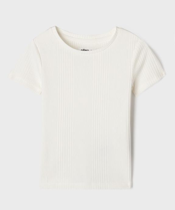 Tee-shirt manches courtes en maille côtelée fille vue1 - GEMO 4G FILLE - GEMO
