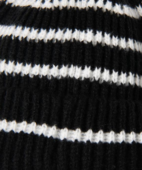 Bonnet rayé en maille côtelée à revers fille vue2 - GEMO (JUNIOR) - GEMO