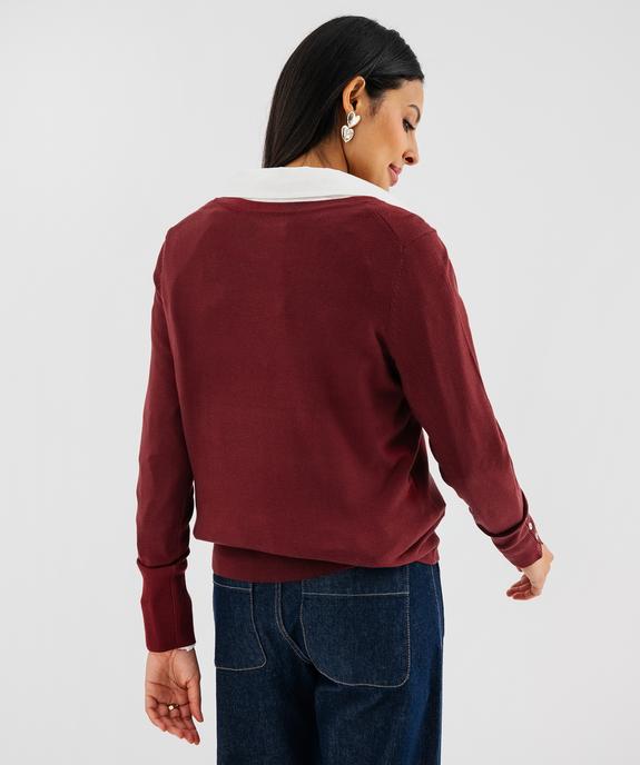 Pull fin en viscose avec col V et boutons aux poignets femme vue3 - GEMO 4G FEMME - GEMO