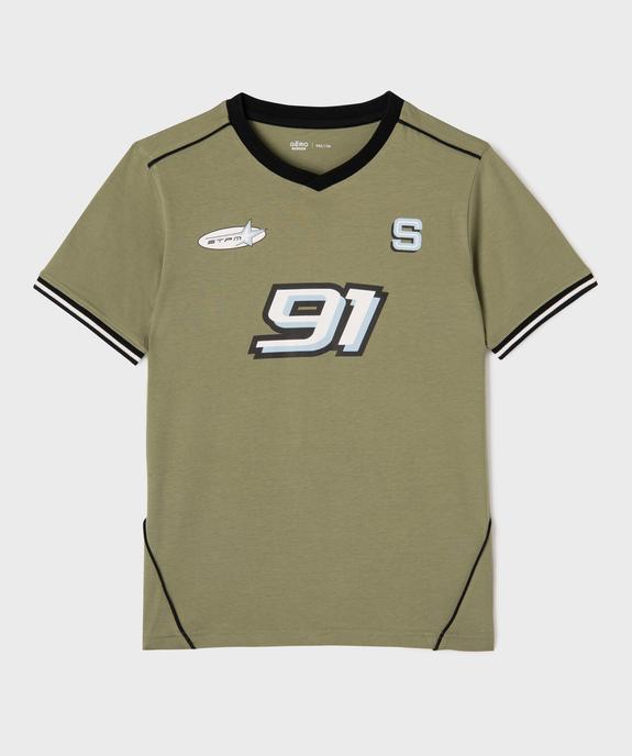 Tee-shirt manches courtes à col V garçon vue1 - GEMO (JUNIOR) - GEMO