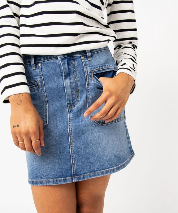 Jupe en jean stretch coupe trapèze femme vue2 - GEMO 4G FEMME - GEMO