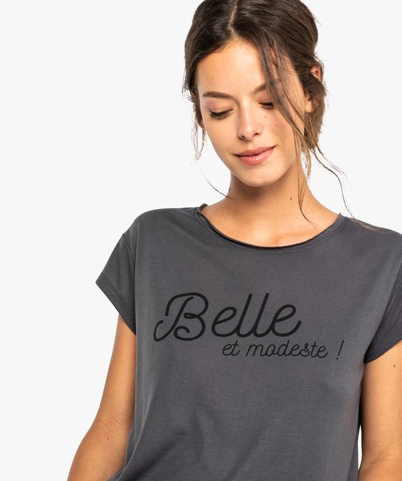 Tee-shirt femme loose à manches courtes avec inscription vue2 - FOLLOW ME - GEMO