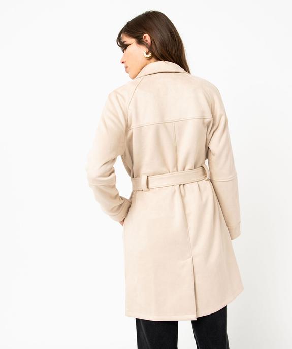 Manteau trench en suédine avec ceinture femme vue3 - GEMO(FEMME PAP) - GEMO