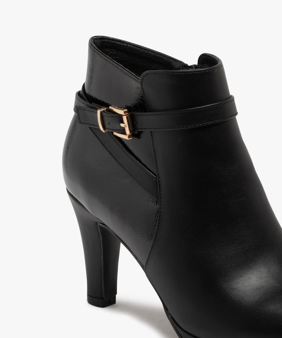 Bottines femme à talon fin avec détail vernis et à zip vue7 - GEMO(URBAIN) - GEMO