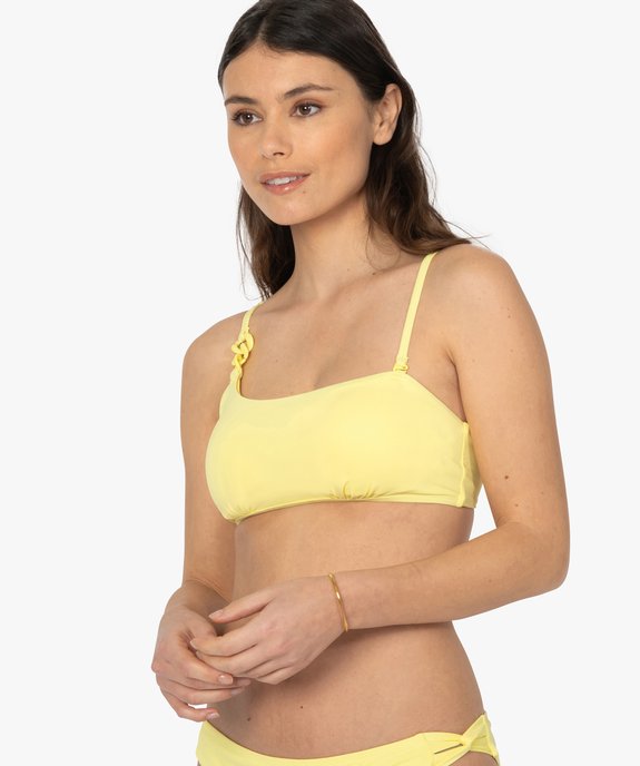 Haut de maillot de bain femme forme bandeau asymétrique vue1 - GEMO (PLAGE) - GEMO
