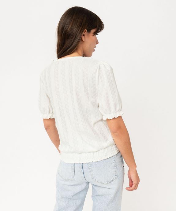 Tee-shirt manches courtes blousant à col fantaisie femme vue3 - GEMO(FEMME PAP) - GEMO