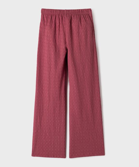 Pantalon large en maille texturée et extensible fille vue3 - GEMO 4G FILLE - GEMO