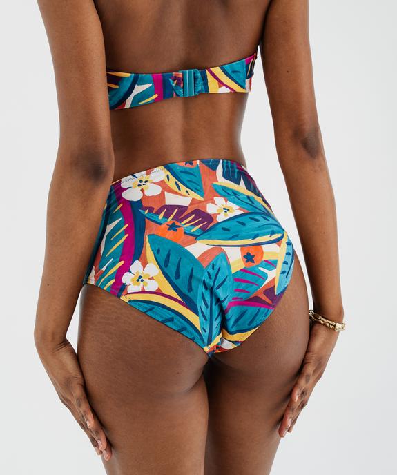 Bas de maillot de bain culotte taille haute fleurie femme vue2 - GEMO (PLAGE) - GEMO