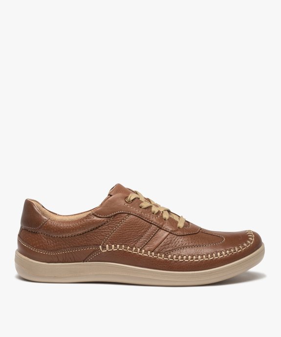 Derbies homme confort dessus cuir souple couture mocassin vue2 - GEMO (CONFORT) - GEMO