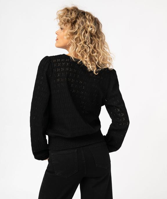 Tee-shirt à manches longues en maille ajourée femme vue3 - GEMO(FEMME PAP) - GEMO
