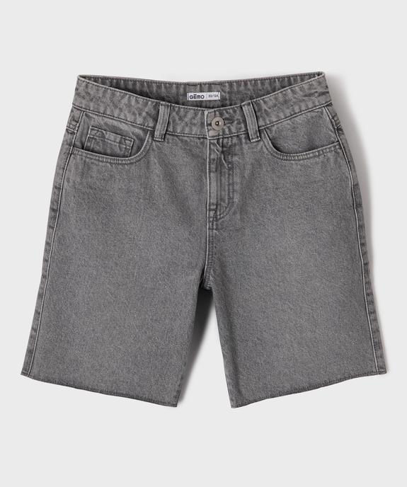 Short en jean droit et long à finition bord-franc fille vue2 - GEMO (JUNIOR) - GEMO