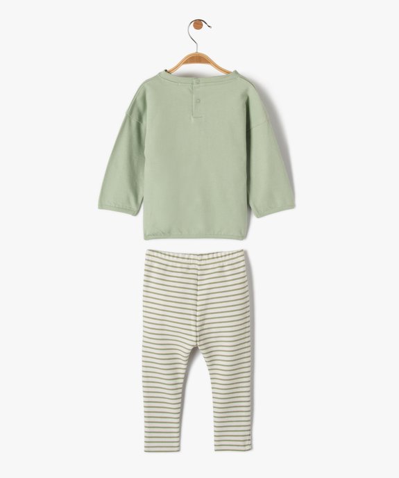 Ensemble bébé garçon 2 pièces : sweat + legging en maille côtelée rayée vue3 - GEMO(BEBE DEBT) - GEMO