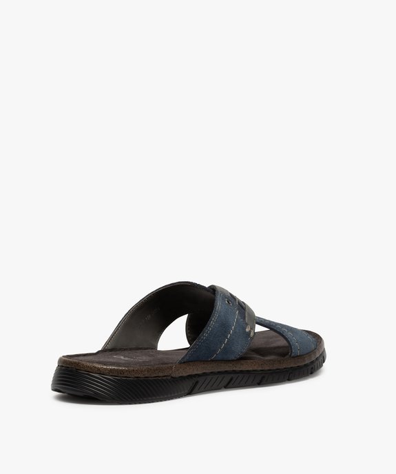 Mules homme en cuir à larges brides croisées vue4 - GEMO (CASUAL) - GEMO