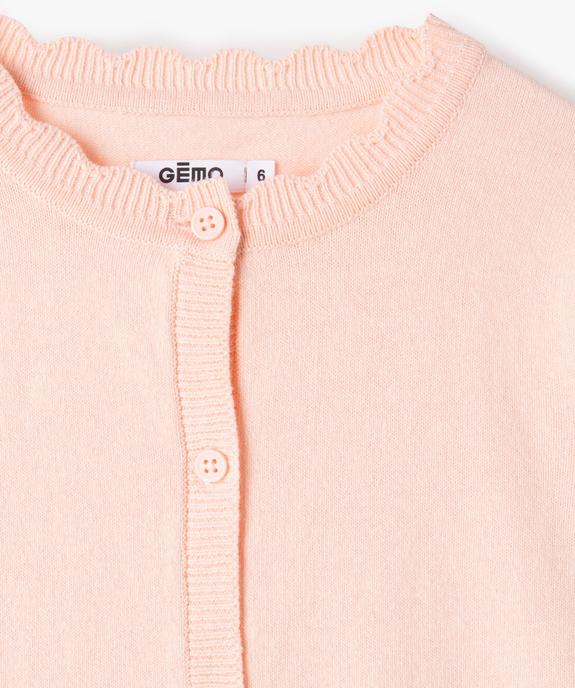Gilet fille en maille fine à col fantaisie - GEMO (ENFANT) Gilet fille en maille fine à col fantaisie vue3 - GEMO (ENFANT) - GEMO
